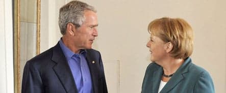 Bush to prod Merkel on Iran ties