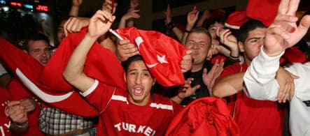 Turkish-Germans celebrate football victory in the streets