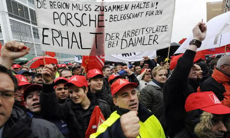 Mercedes-Benz workers protest possible factory move to US