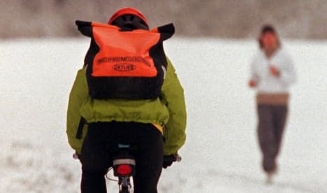 Bike couriers grappling with enduring snow and ice