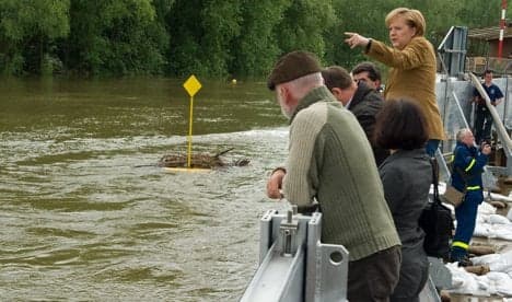 Merkel visits flood zone