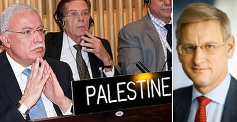 Bildt: UNESCO decision will 'hurt Palestine'