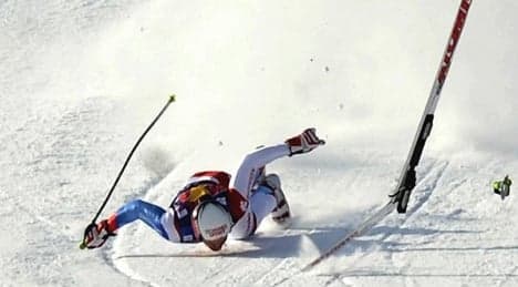 Swiss skier Albrecht crashes in Lake Louise