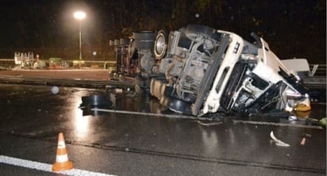 Olive oil truck spills slick load on Basel highway