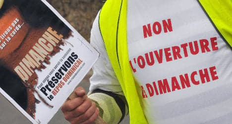 French workers protest Sunday shopping ban