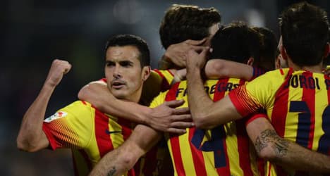 Pedro's eight-minute    hat-trick rescues Barça