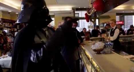 'Darth Vader' goes for a stroll in Rome