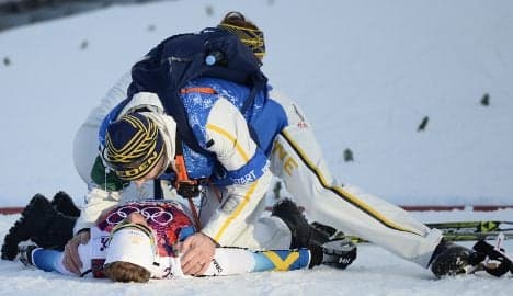 Crash sees Swedes win sprint silver and bronze