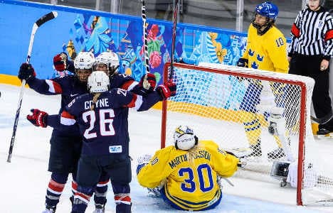 US women crush Sweden in Olympic hockey rout