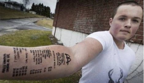Norwegian tattoos McDonald's bill on arm