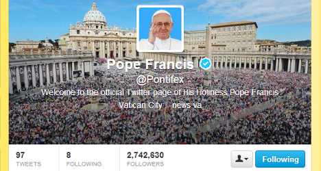 Pope second to Obama in Twitter popularity