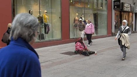 Man held for Stockholm beggar assault