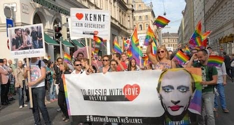 Anti-Putin rainbow parade embraces Vienna
