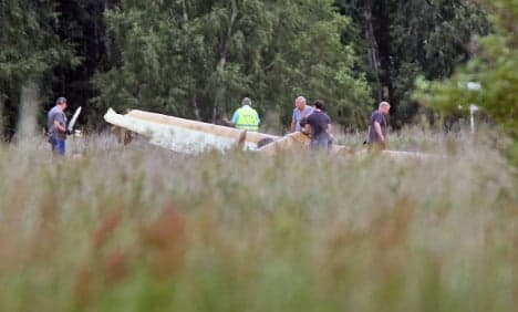 Ancient plane crashes, injuring two