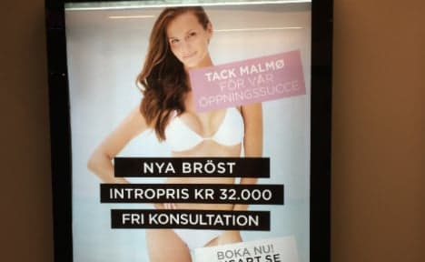 Swedish MP brassed off over boob job advert