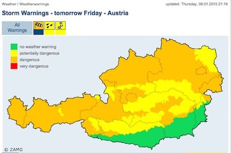 Dangerous storms over Austria from Thursday