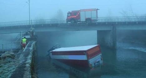 Driver survives truck plunge into Swiss river
