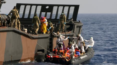 British navy ship in migrant rescue