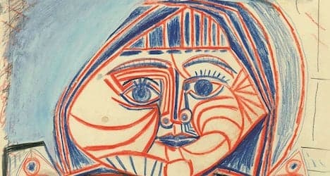 Picasso art using Caran d'Ache pencils shown