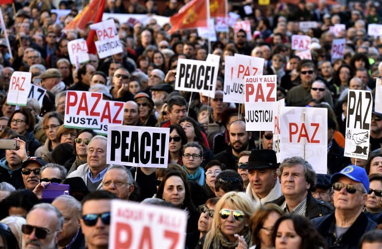 5,000 march in Madrid anti-war protests as France lobbies Spain