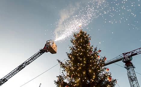 Copenhagen Christmas tree lit for 100th time