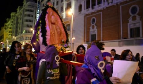 Spanish feminists offend Catholics with giant plastic vagina protest