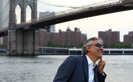 Italy's Bocelli busks Big Apple to help homeless