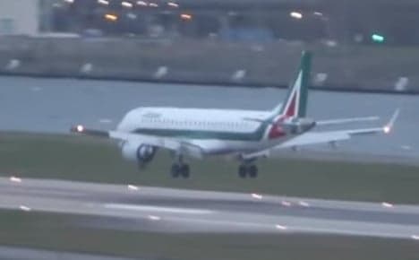 Landing aborted as Alitalia jet bounces off gale-hit runway