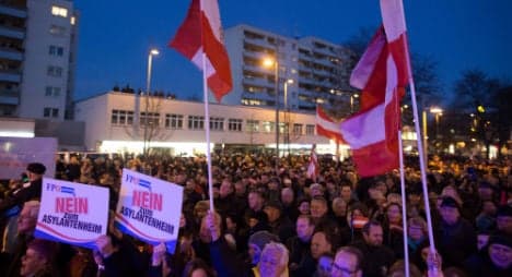 Austria's far-right party lead anti-refugee demo