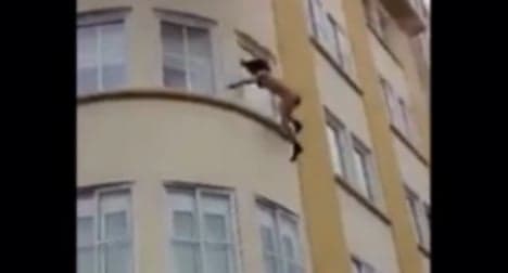 Terrifying: Woman leaps from burning building and survives