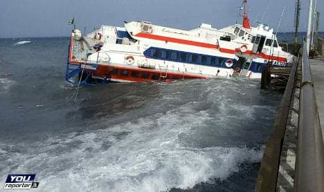 Sicilian passenger ferry sinks after smashing into pier