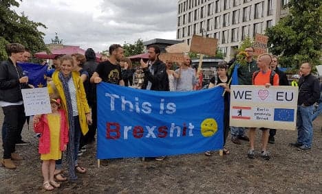 Anti-Brexit demonstrators protest in the heart of Berlin