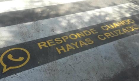 Spanish town warns against texting while crossing roads