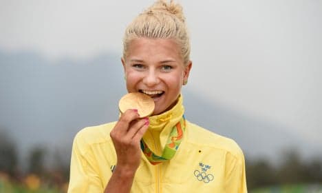 Patched-up Swede wins women's mountain bike gold