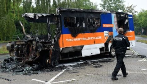 Arsonist burns down Merkel party mate's campaign bus