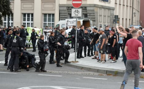 Far-right and refugees in mass fight in east German town