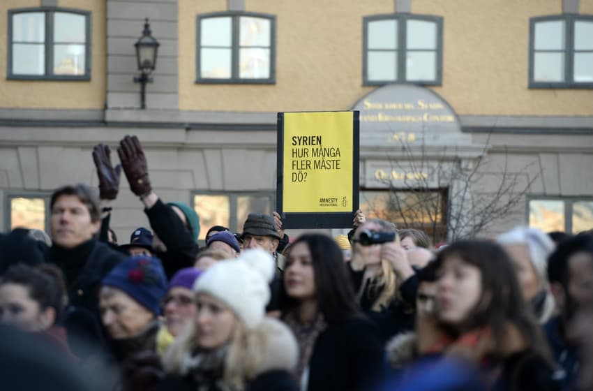 Swedes demonstrate against violence in Syria