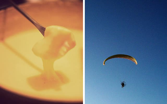VIDEO: Swiss paragliders tuck into mid-flight fondue