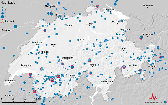 More earthquakes than normal shook Switzerland last year