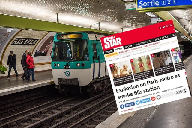 No, there wasn't a 'huge explosion' on the Paris Metro, but there was an electrical fault