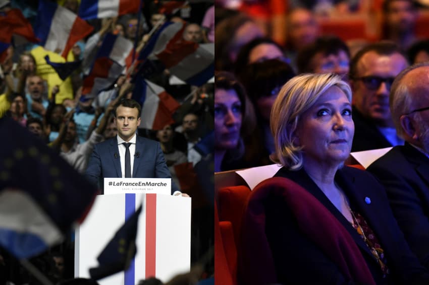 France's Le Pen and Macron rally supporters for presidential campaigns