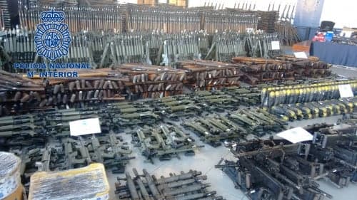 Spanish police show off MASSIVE haul of seized weapons