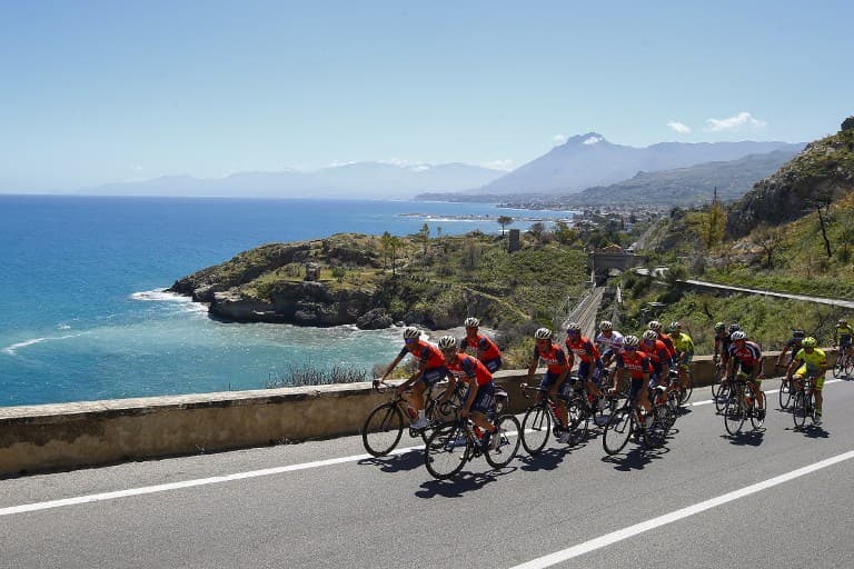 Giro d'Italia cyclists race to Mount Etna summit