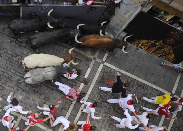 13 hurt in year's final Pamplona bull run