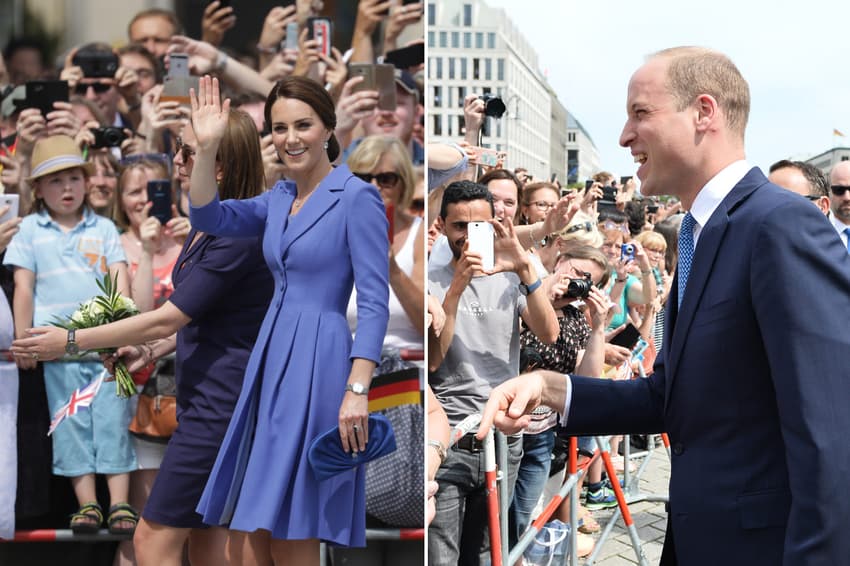 Thousands swarm to greet Prince William and Kate in Berlin