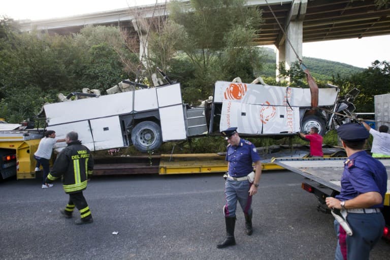 Children injured after tourist bus crashes in Rome