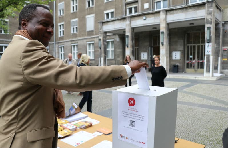 Foreigners cast symbolic ballots in new initiative to give voting rights to all
