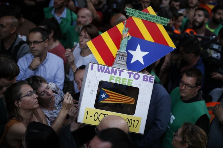 Protesters gather in Barcelona as Catalan referendum dealt a blow