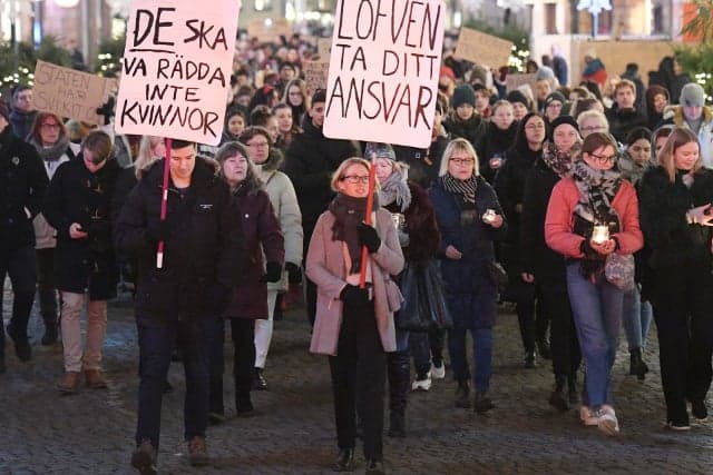 Demonstrators call for Swedish government to do more to combat rape
