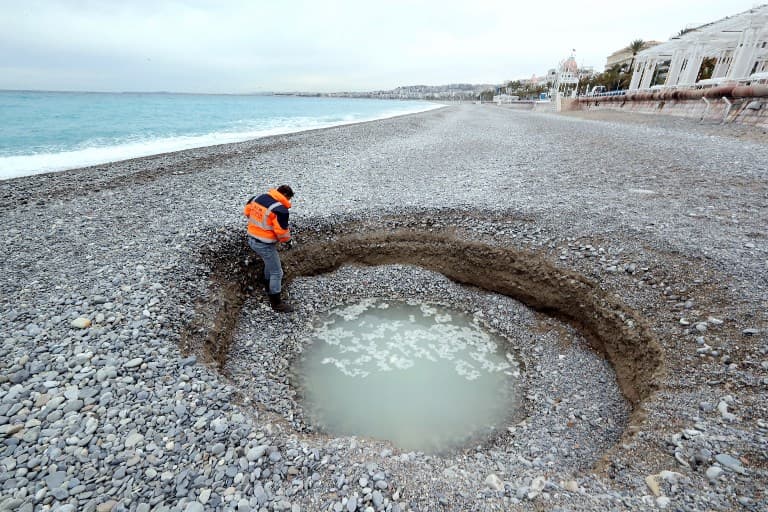 Hole-y smokes! Mysterious crater appears on French Riviera